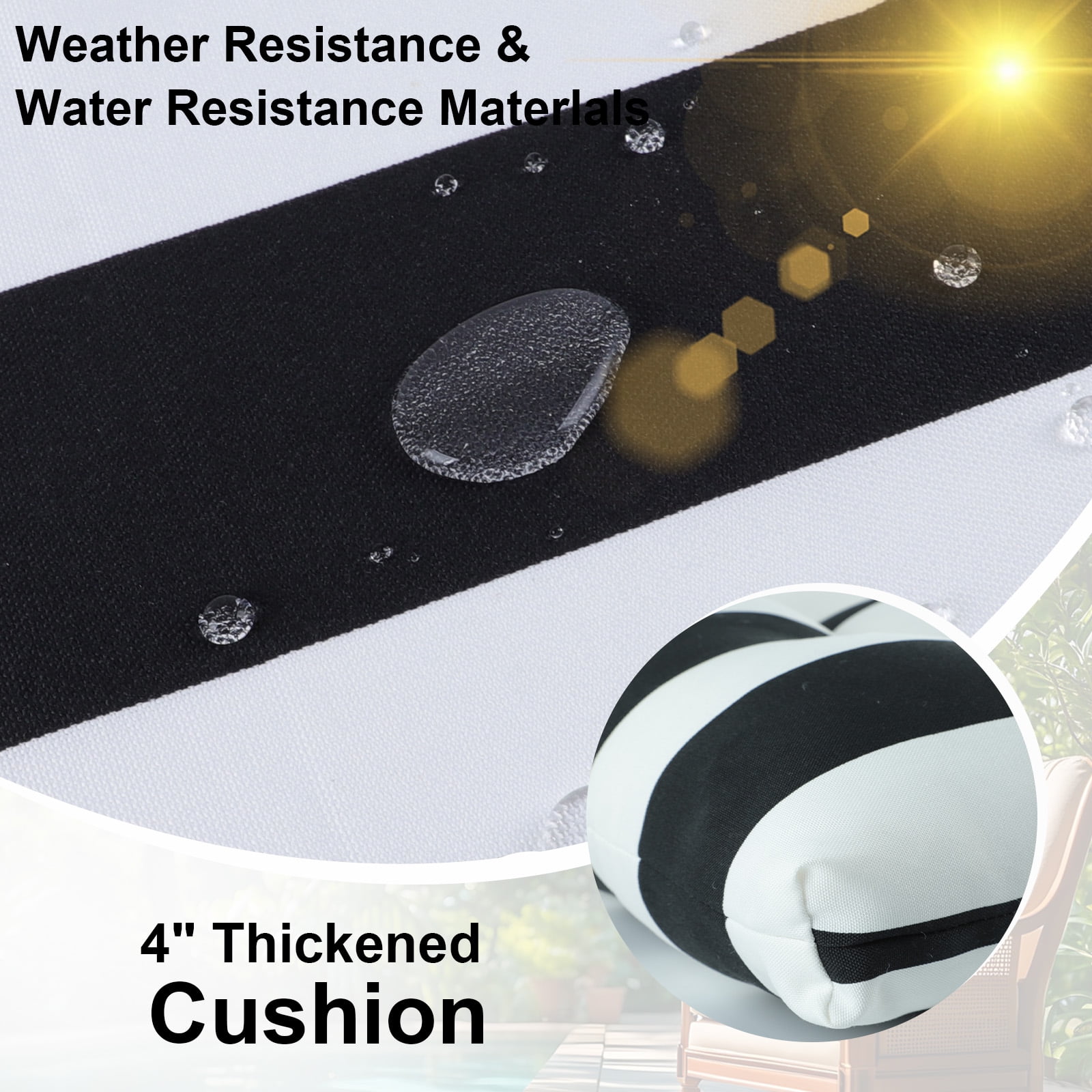 PUKNLY Outdoor Deep Seat Cushion Set, 44x22 in Waterproof Fade Resistant Patio Furniture Cushions