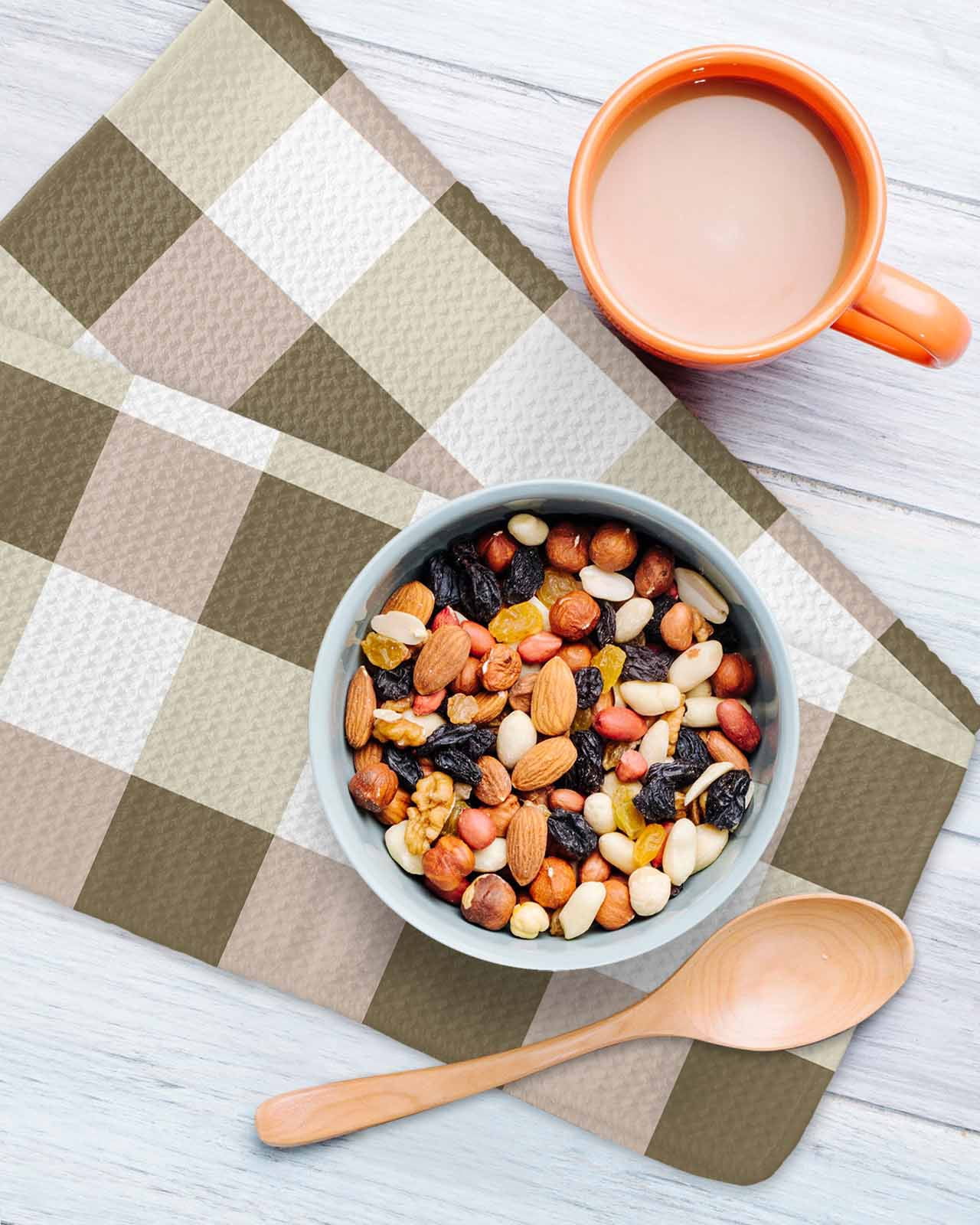 Brown Plaid Kitchen Dish Towels for Drying Dishes Set of 3, Spring Summer Farmhouse Buffalo Checkered Waffle Weave Microfiber Hand Tea Bathroom Towels Quick Dry & Absorbent Towel 12x12