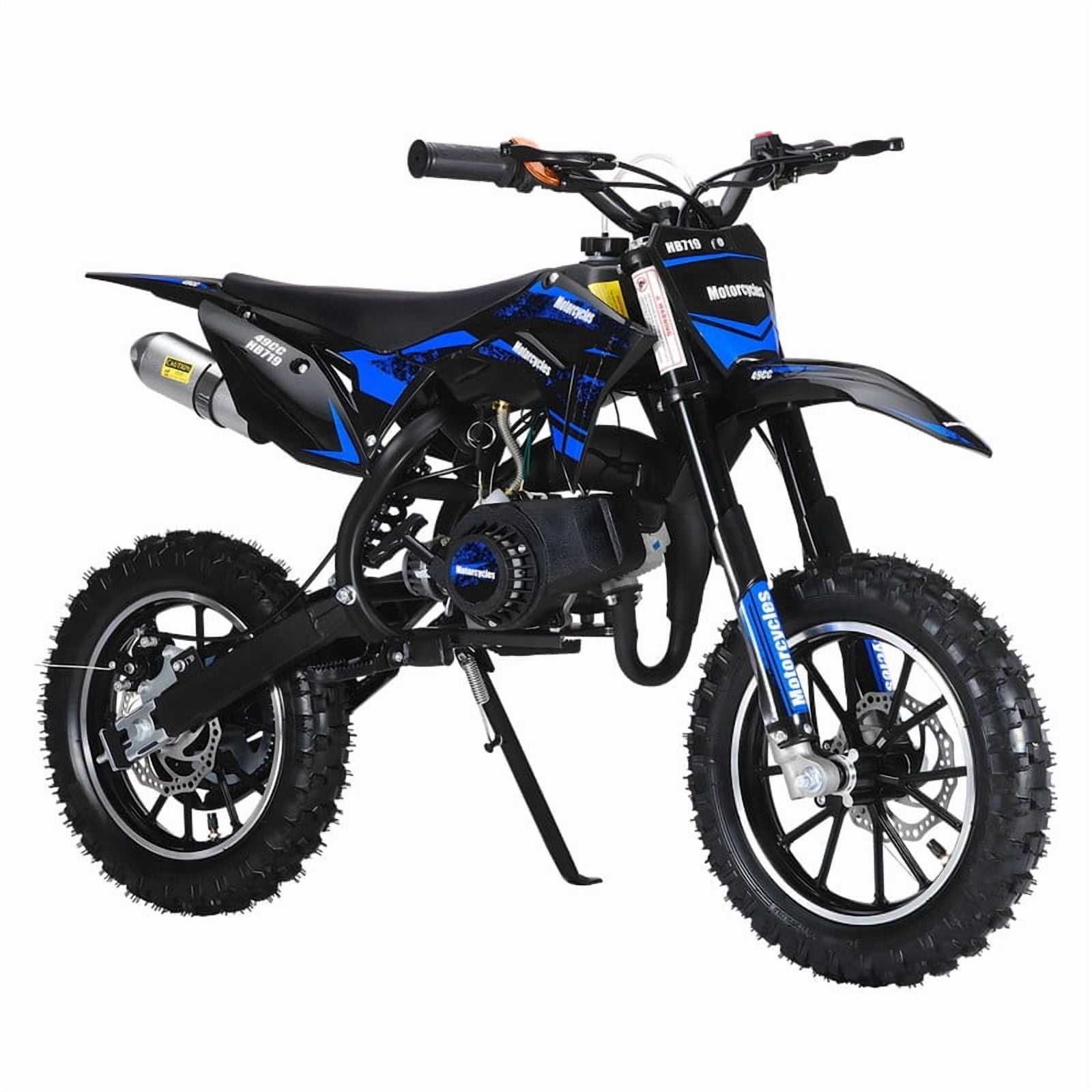 49cc 2-Stroke Kids Dirt Bike, Dirt Bike for Kids 8-14, Gas Power Pocket Rocket Bike with 10" Wheel & Front Rear Disc Brakes, Off Road Mini Motorcycle Max Speed 40KM/H