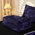 thumbnail image 6 of Homewish Retro Tree Of Life Zipper Twin Comforter Sets with Fitted Sheet and 2 Pillowcases,Bohemian Damask Zipper Bedding Set,Black Purple,Black Reversible,4pcs, 6 of 8