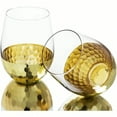 thumbnail image 6 of Stemless Wine Glasses w/ Hammered Brass Metal Bottoms, Cocktail Glass, Set of 4, 6 of 6