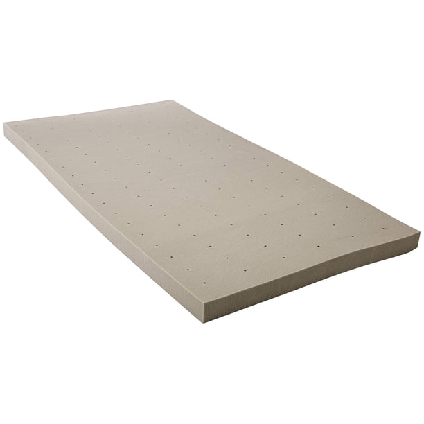 Cubrecolchón Lucid Memory Foam de 7,6 cm, tamaño doble, blanco y gris