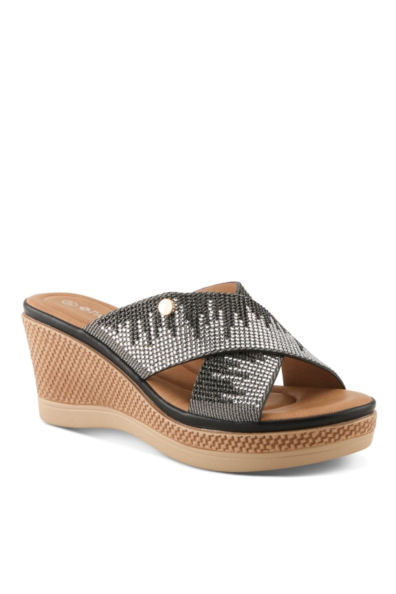 Women's VASHION Slide Wedge Sandals  Crystal-Adorned Straps, Cushioned Footbed, Elevated Platform