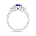 thumbnail image 2 of ANGARA Natural Solitaire Oval 1.9 ct Tanzanite and Diamond Promise Ring in 14K White Gold for Women (Size-9x7mm) | December Birthstone, Anniversary, Jewelry Gift for Women | Natural Tanzanite Ring, 2 of 9