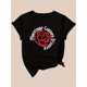 thumbnail image 3 of Camiseta para mujer verano SuaveSeasonal Versatility | Women's Casual Fashion T-Shirt with Beautiful Abstract Rose Print, Crew Neck, Short Sleeve, Polyester - Machine Washable, Ideal for Spring/Summ, 3 of 7