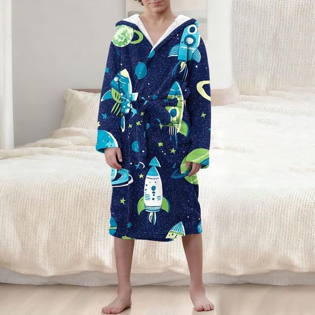 Ropa de cama Ropa infantil Albornoz grueso con capucha alargado Pijamas de terciopelo para niñas Camisón de poliéster para niñas