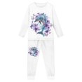 thumbnail image 5 of DISNIMO White Dolphin Flower Pajamas Kids Size 3 Pjs for Girls 2 Piece Pajama Set for Girls Long Sleeve Pajamas Kids Boys Crewneck Loungewear for Kids Sleepwear Boys, 5 of 7