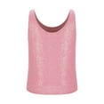 thumbnail image 3 of Felirenzacia Women's Solid Color Sparkling Sequin Tank Top, Wide Strap Round Neck Sleeveless Loose Tube Top, Pink,L, 3 of 8