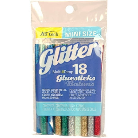 AdTech Glitter Hot Glue Sticks, 18 Count