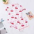 thumbnail image 4 of WIBACKER S-2XL Womens Pajamas Set Short Sleeve Button Down 2 Piece Cherry Loungewear Sets Tops and Shorts Sleepwear, 4 of 11