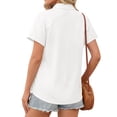 thumbnail image 5 of Fantaslook Womens Button Down Shirts Cotton Linen Short Sleeve Shirt Lapel Work Blouses Casual Summer Tops with Double Pockets, 5 of 11