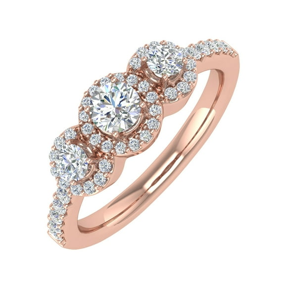 1/2 Carat Diamond Engagement Ring in 14K Rose Gold (Ring Size 11) (I1-I2 Clarity)