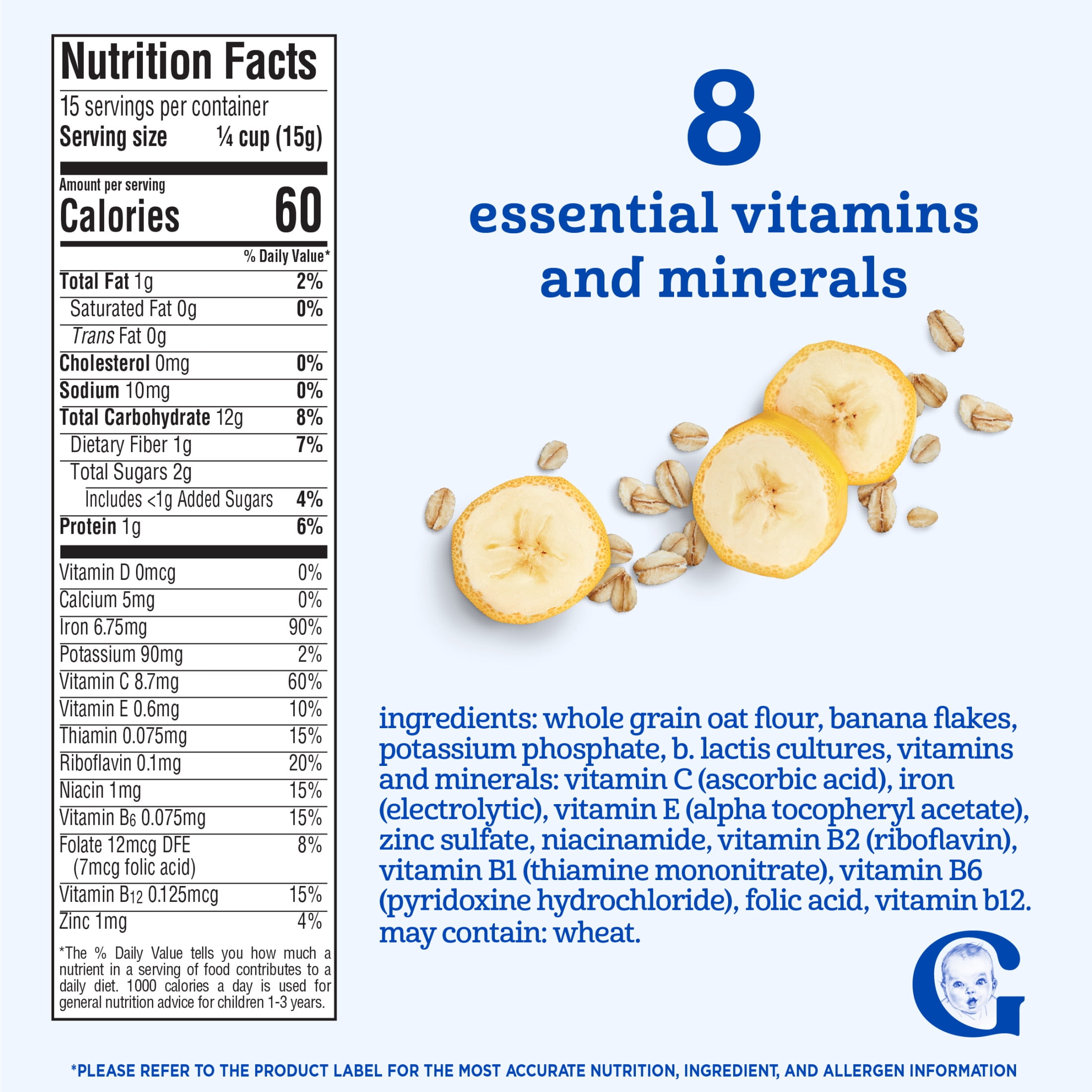 (5 pack) Gerber Toddler Food Cereal, Probiotic Oatmeal Cereal, Banana, 8 oz