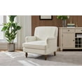 thumbnail image 5 of Lisonu Cozy Reading Armchair, Vintage Upholstered Linen Accent Chair with Rolled Arms and Solid Wood Legs for Living Room, Cream, 5 of 21