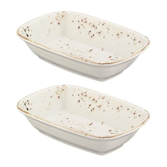 Grain 5.5" x 4" x h:1.25" 7 oz. Rectangular Decorated Porcelain Deep Plate (Set of 2)
