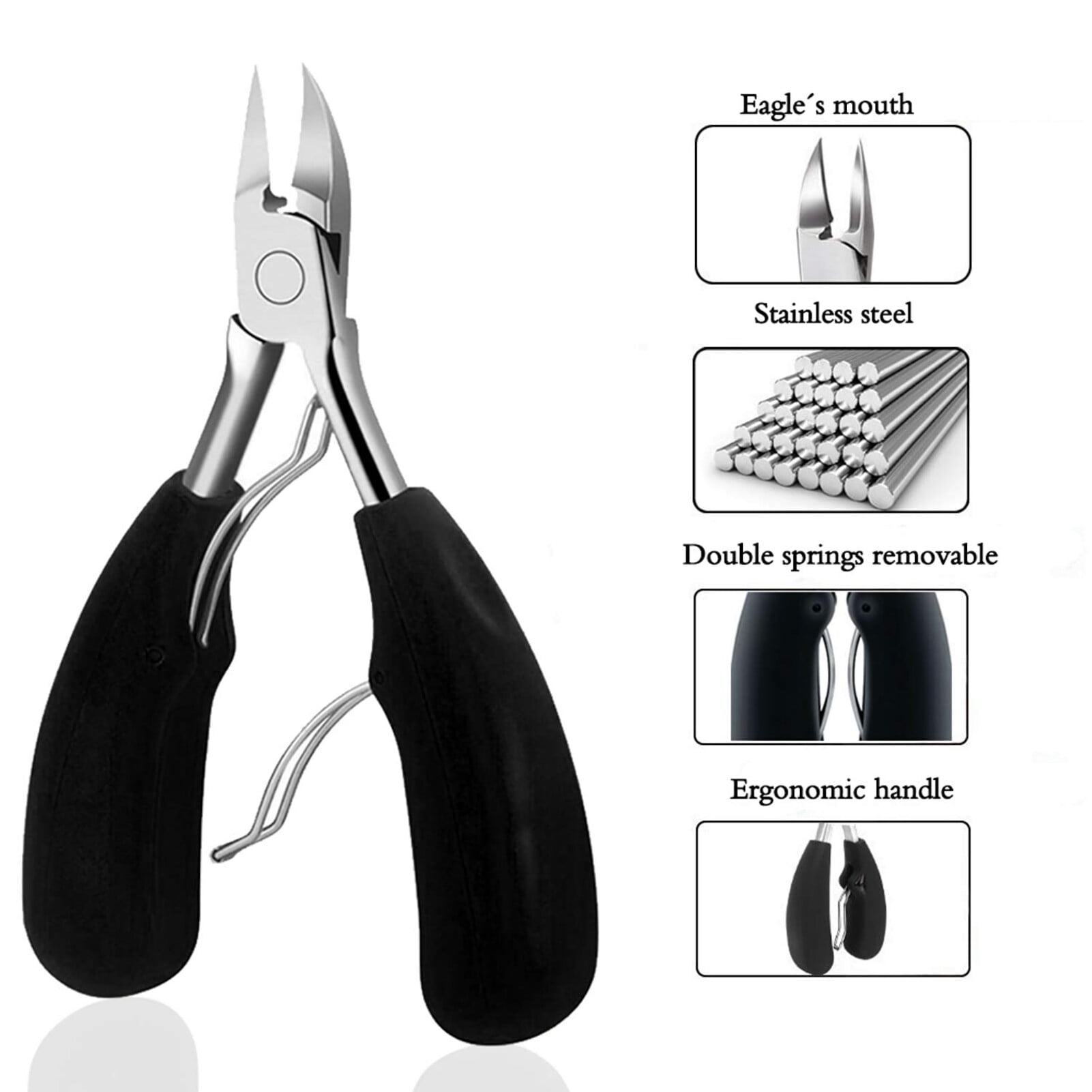 FERYES Precision Toenail Clipper for Thick or Ingrown Toenails, 4R13  Stainless Steel Nail Cutter, Podiatrist Recommended Manicure Pedicure  Clipper - BLACK