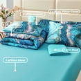 thumbnail image 3 of ZXJMHJ Full Size Teal Comforter Set,6 Pcs Gradient Watercolor Marble Pattern Bedding Set, Retro Artwork Style Aesthetic Bed Set for Adult, 3 of 5