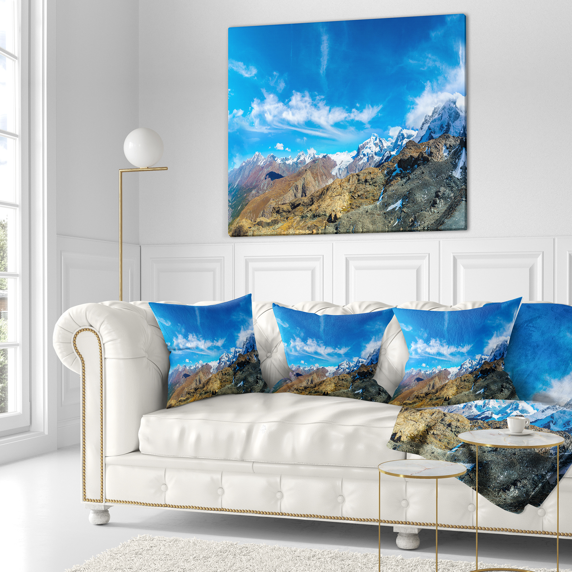 Designart Alps Mountains in Switzerland - Landscape Printed Throw Pillow - 16x16