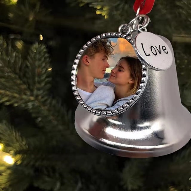 Campanas de Navidad con adornos conmemorativos - Colgantes colgantes de acero inoxidable con cinta dorada para decoración del árbol, decoración del hogar, regalo