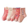 thumbnail image 1 of 5 pares de calcetines para niñas pequeñas, calcetines cálidos con patrón de flores, calcetines suaves y lindos de media pantorrilla para otoño invierno M para 3 a 5 años, 1 of 5