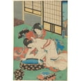 thumbnail image 2 of Utagawa Kunisada (Toyokuni III) 18x24 Black Ornate Framed Double Matted Museum Art Print Titled: Woman Leaning Over Tub, Being Bathed by Her Maid (ca. 1858), 2 of 5