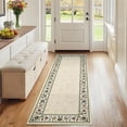 thumbnail image 5 of Garvee 2x6 Modern Bordered Runner Rugs Floral Print Rug, Ultra-Soft Low Pile Non Slip Carpet Washable Stain Resistant Rug for Hallway Kitchen Laundry Bedroom, Beige, 5 of 8