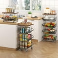 thumbnail image 6 of 5-Tier Rolling Fruit Basket with Wooden Lid, Stackable Wire Vegetable Storage Cart on Wheels for Kitchen Pantry, 6 of 6