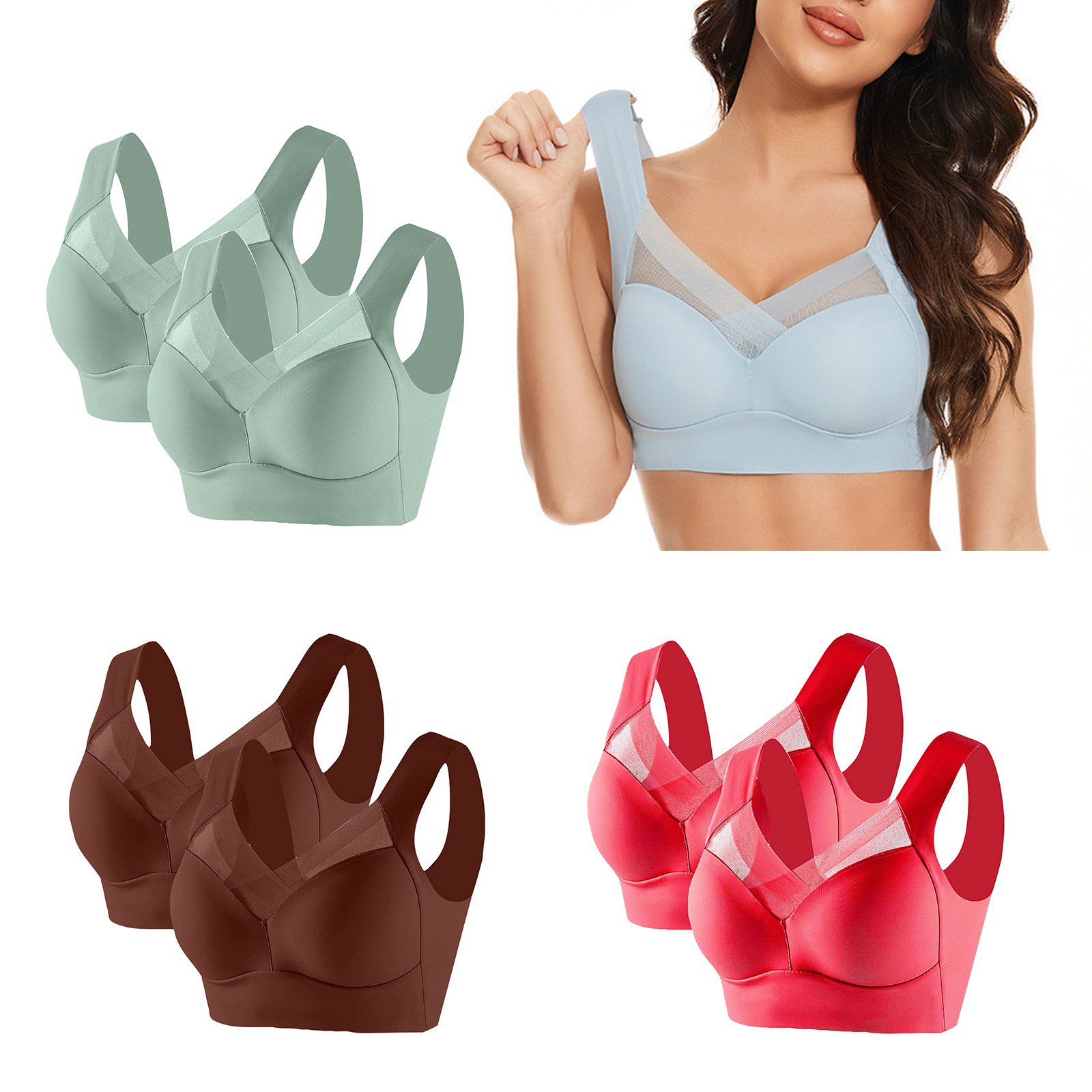 2 Pack Women's Wireless Nursing Bra Breastfeeding Bra No Underwire Maternity Yoga Bra Pullover Style Breathable Soft Support for Postpartum Daily Wear | TruBelle,Red 2XL