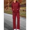 thumbnail image 5 of 2 Piece Sets for Women Fall Sweatsuits Outfits Lounge Matching Hoodie Set Travel Winter Clothes Wine Red XXL, 5 of 10