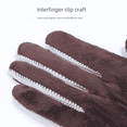thumbnail image 3 of Guantes de cuero para mujer, otoño e invierno, además de terciopelo acolchado, cálidos guantes de piel de oveja de moda con pantalla táctil en U, 3 of 5