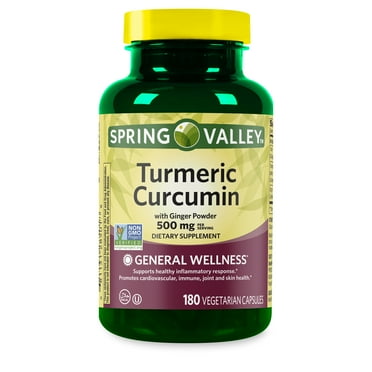 Spring Valley Turmeric Curcumin with Ginger Powder Dietary Supplement, 500 mg, 180 Count