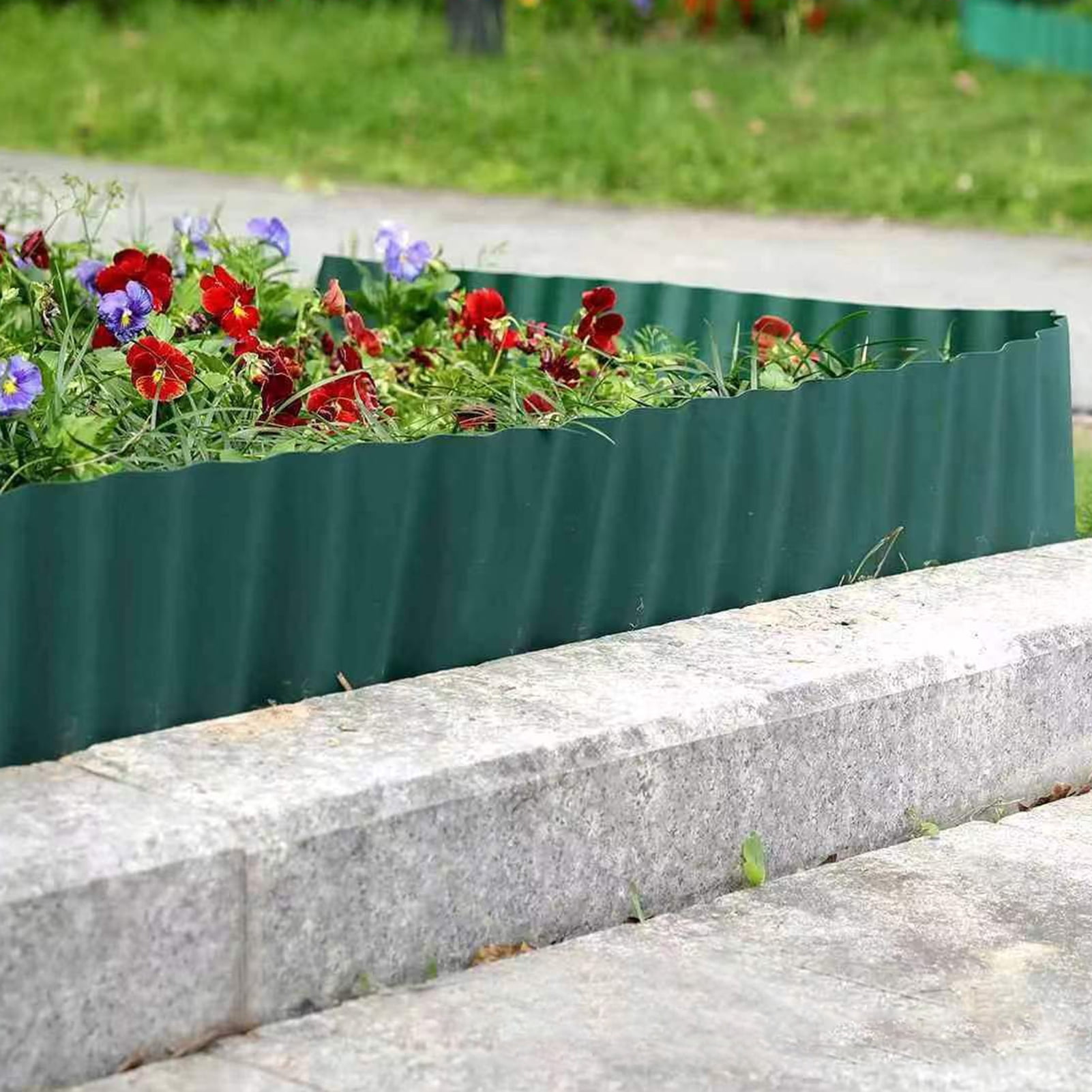 Zxareky 1 Roll Corrugated Fence Moisture-resistant Landscape Edging Border No Dig Bendable Garden Border Easy Installation Fence