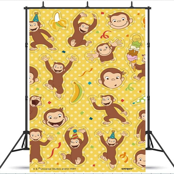 Curious George school Wall Decor Birthday Banner Backdrop Background Party Supplies Taspestry