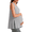 Light Gray, variant on Lyocell Side Slits Maternity Tank Tops Crewneck Pregnancy Sleeveless Workout Shirts Loose Fit