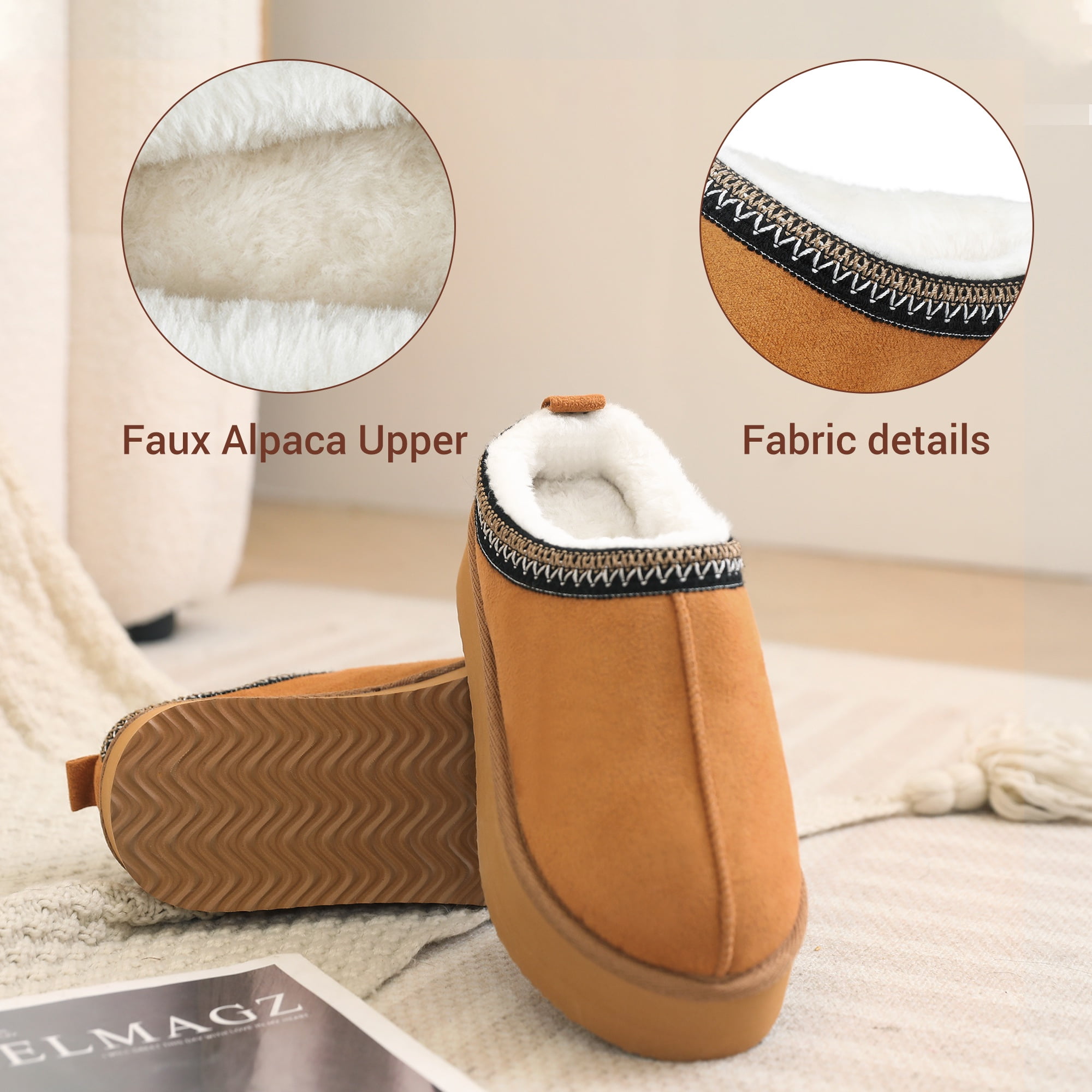 Vonmay Women's Cozy Platform Slippers, Warm Faux Fleece-Lined Indoor Outdoor Slippers with Anti-Slip Sole, Stylish and Comfortable Winter House Shoes