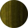 thumbnail image 1 of Ahgly Company Machine Washable Indoor Round Abstract Yellow Contemporary Area Rugs, 3' Round, 1 of 4