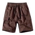 thumbnail image 7 of HKYNLAG Mens Cargo Shorts Elastic Waist Drawstring Casual Work Shorts Summer Hiking Outdoor Shorts with 4 Pockets Coffee 3XL, 7 of 7