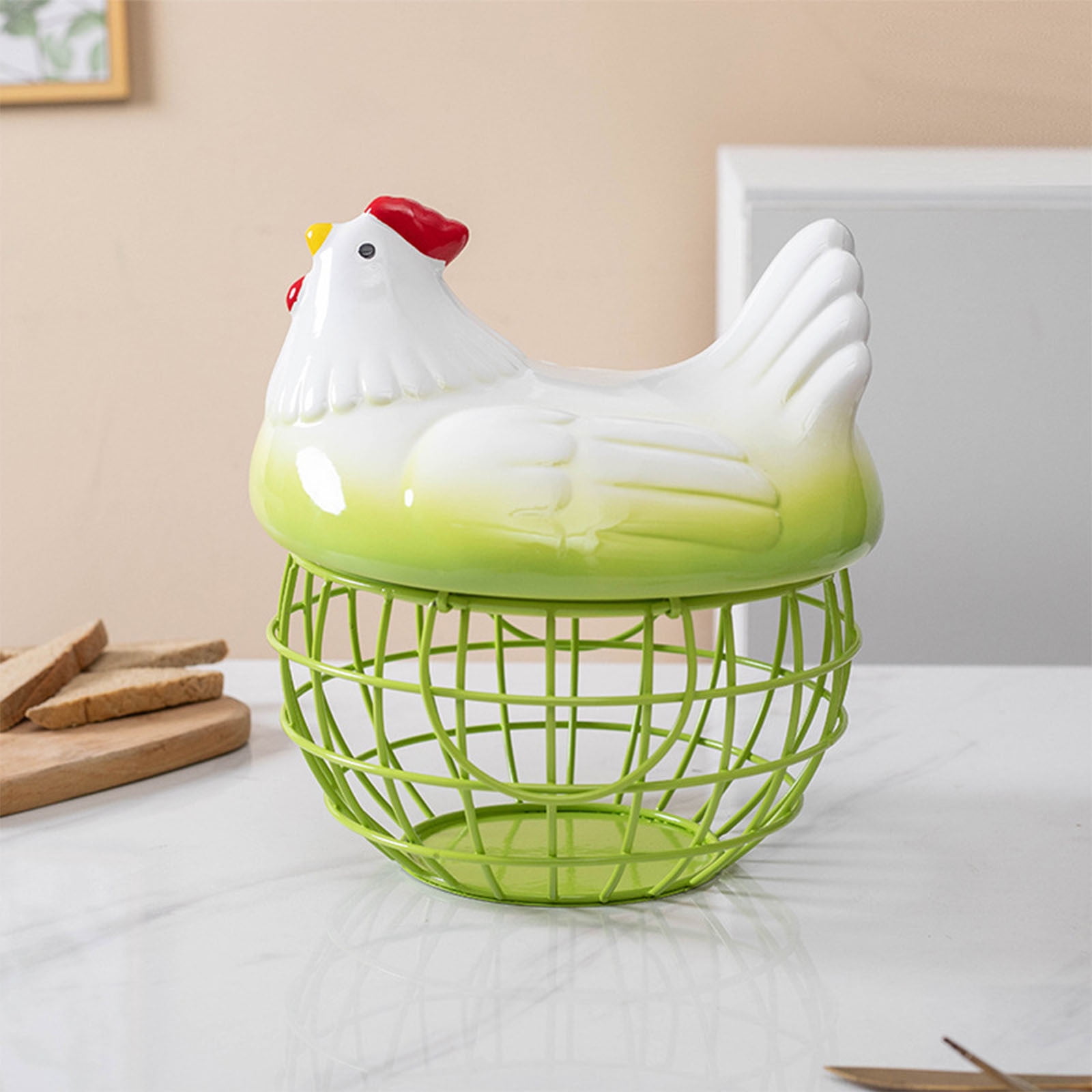 Large Capacity Egg Storage Ceramic Storage Basket Kitchen Storage Basket Fruit Storage Basket Household Living Room Storage Basket Egg Tray