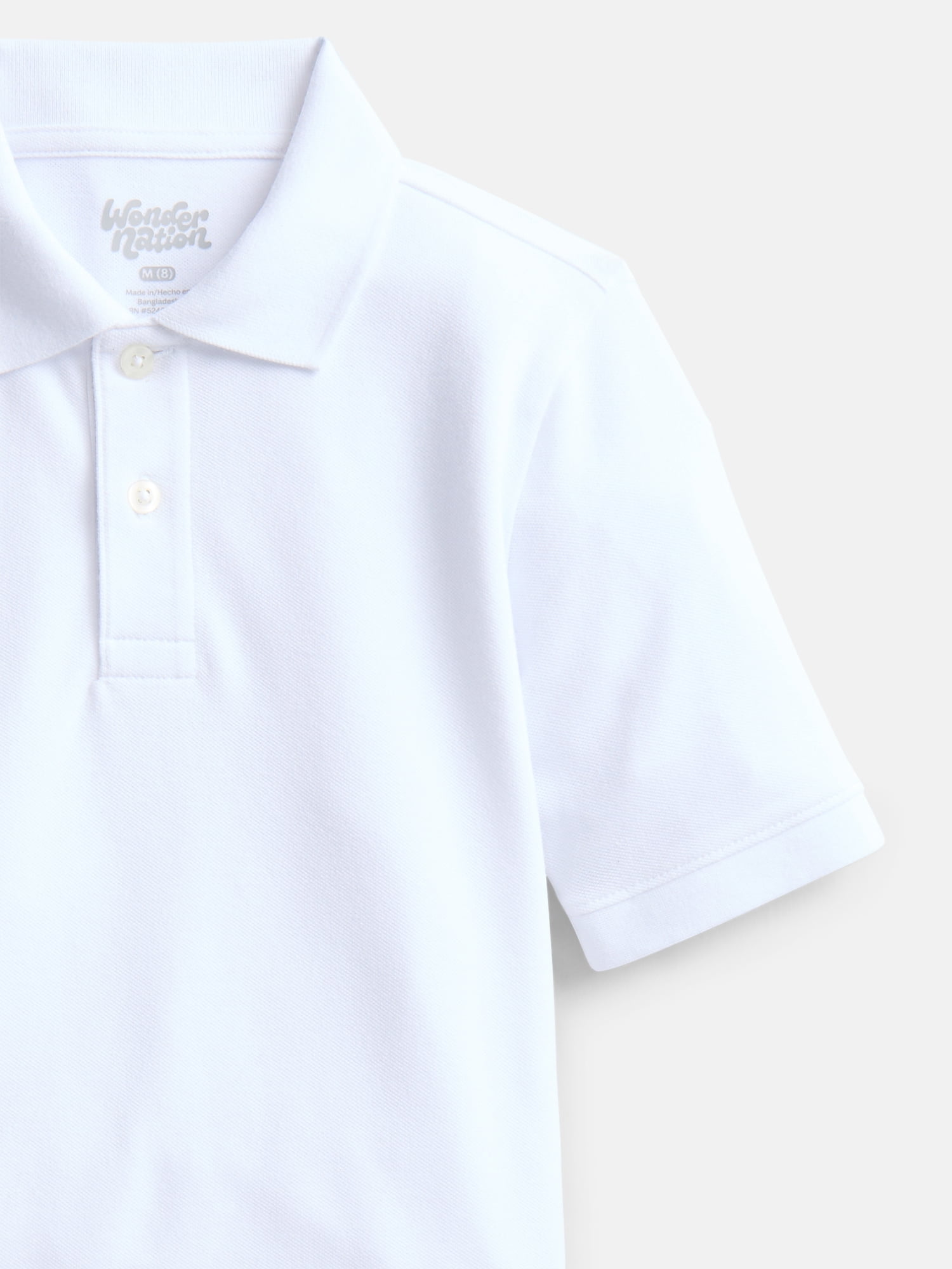 Wonder Nation Boys School Uniform Pique Polo Shirt with Short Sleeves, Size 4-18