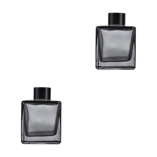 Matsuzay Juego de difusor de aromaterapia para dormitorio - Cristal cuadrado con tapón de botella Ambientador para dormitorio 200 ml Gris humo 200 ml gris humo 2piezas