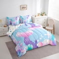 thumbnail image 3 of Manfei Kids Children Kawaii Mermaid Bedding Comforter Set 7pcs,Cartoon Marine Animal Queen Bedding Sets Super Cozy,Cute Sea Wildlife Queen Sheet Sets,Super Cozy Room Decor,Reversible, 3 of 8