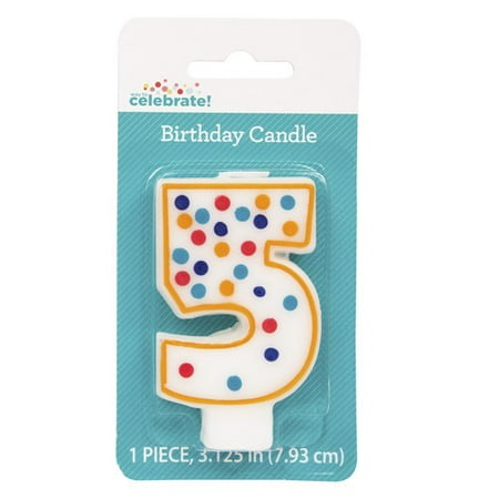 Polka Dot Number 5 Birthday Candle - Walmart.com