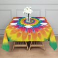 thumbnail image 3 of Yellow Tie Dye Spiral Pattern Square Tablecloth,Waterproof Square Table Cover,Wipeable Spillproof Washable Table Cover for Home Kitchen Party Decor 52"x52"(132x132cm), 3 of 6