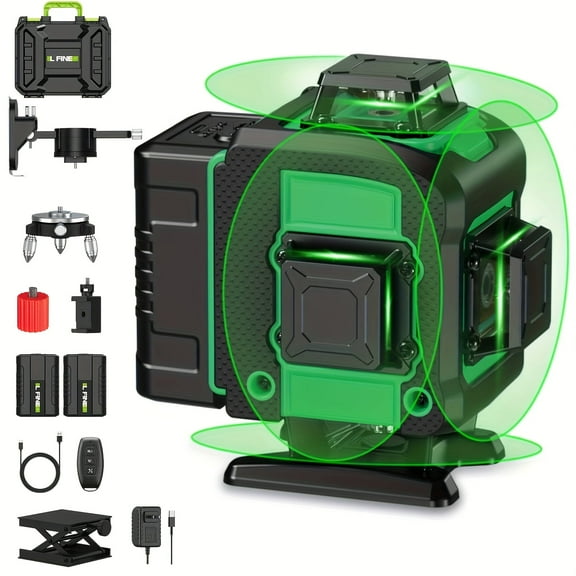 Laser Level 360 Self Leveling,LFINE 4D Lazer Level,4x360° Cross Line Laser for Construction Project Renovation,Floor Tile, Laser Level Lines Tool