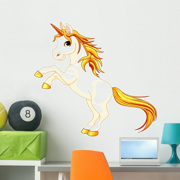Rearing up Unicorn Wall Decal by Wallmonkeys Peel and Stick Graphic (36 in W x 34 in H) WM84024