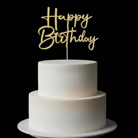 Decoración para tartas Sleyberoy con purpurina para cumpleaños, hecha a mano, dorada