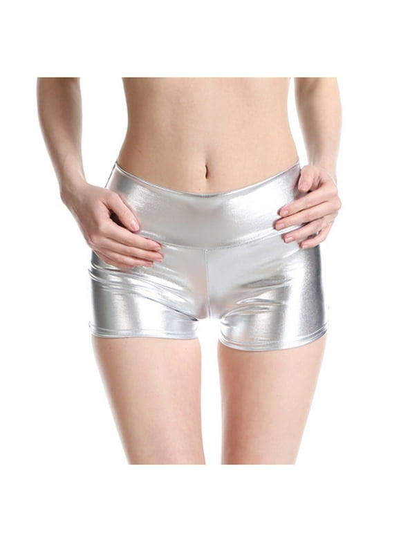 Dtydtpe Shorts for Women, Women Solid Bare Imitation Leather Lingerie Pants Slim Short Pants Leather Shorts White