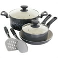 thumbnail image 2 of Spice by Tia Mowry Savory Saffron 7 Piece Ceramic Nonstick Aluminum Cookware Set with Nylon Utensils in Grey, 2 of 10