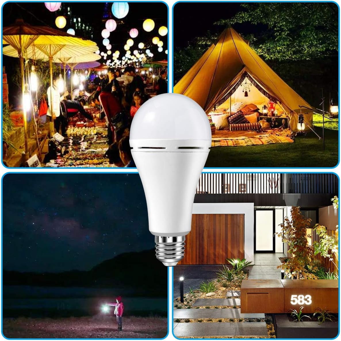 4Pack Rechargeable Emergency Light Bulb for Power Outage, Battery Backup LED Bulb for Home Power Failure, 1200mAh Lithium Battery(wwx)