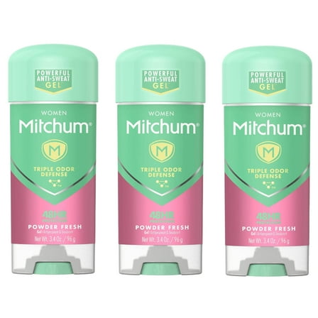 Mitchum For Women Anti-Perspirant Deodorant Clear Gel, Powder Fresh, 3.40 oz (Pack of 3)